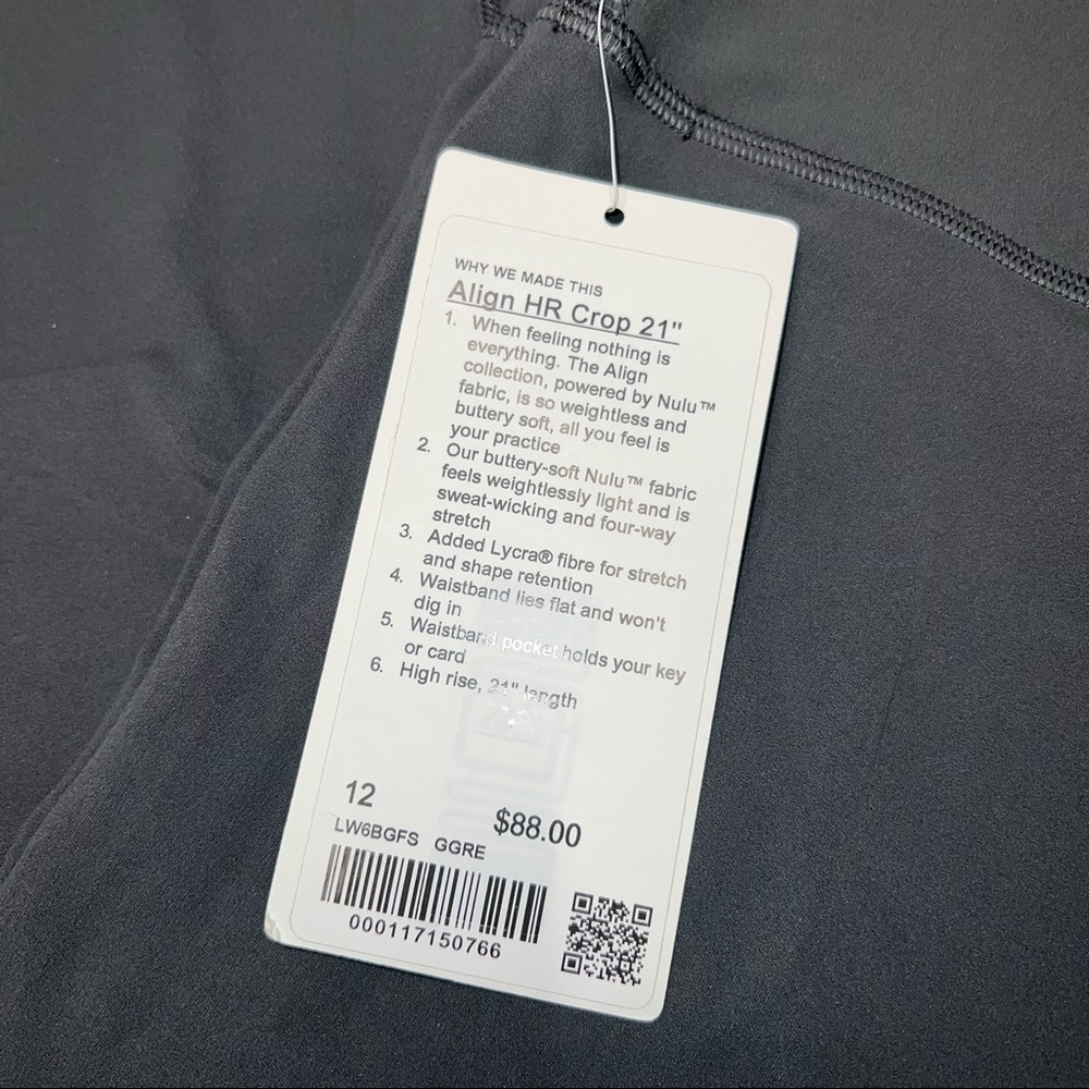 Lululemon Align High Rise Crop 21” size 12 Graphite Grey GGRE - Picture 4 of 10